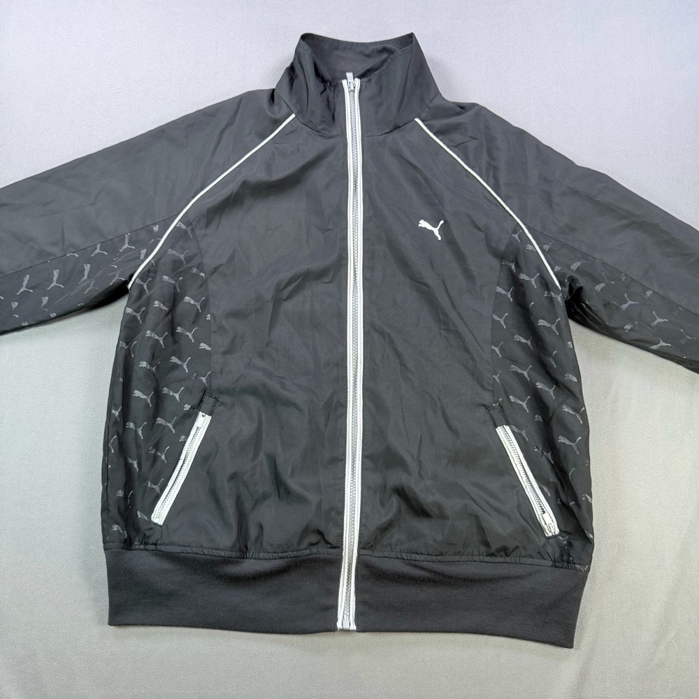 Puma Womens XL Black Metallic Silver Ginger Jacket Full Zip Track 502887 04